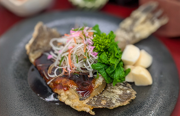 黄金ガレイの黒酢あんかけ御膳